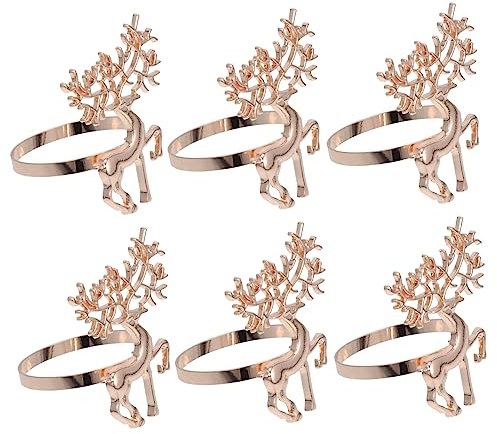 LABRIMP 6stücke Weihnachts-melancholie Rentier Serviettenringe Elegante Tischdekoration Für Festlichkeiten Aus Hochwertigem Legierungsmaterial Für Weihnachten Hochzeiten Und