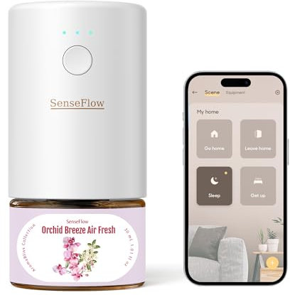 SenseFlow Duftstecker Lufterfrischer Diffuser Wi-Fi SF101S – Verstellbarer Zerstäuber, Duftölflakon Duftöl Set, 120-Tage Aroma, LED, anpassbarer Zeitplan für Zuhause - Orchideenbrise Lufterfrischer