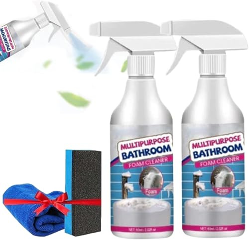 Mehrzweck-Badezimmer-Schaumreiniger, 2024 bester Badezimmer-Schaumreiniger, Badezimmer-Schaumreiniger, Spray, hartnäckige Fleckenreiniger für Badewanne, WC, Badewanne, Waschbecken (2)