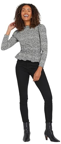 M&Co Abstract Print Shirred Peplum Top - Women's