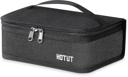 HOTUT Kleine Kühltasche,Lunchtasche Isoliert,Min Lunch-Tasche,Lunchbox Tasche,Faltbar Lunchbox,Leichte Picknicktasche Damen und Herren für Arbeit, Schule, Auto, Picknick, Strand-Schwarz