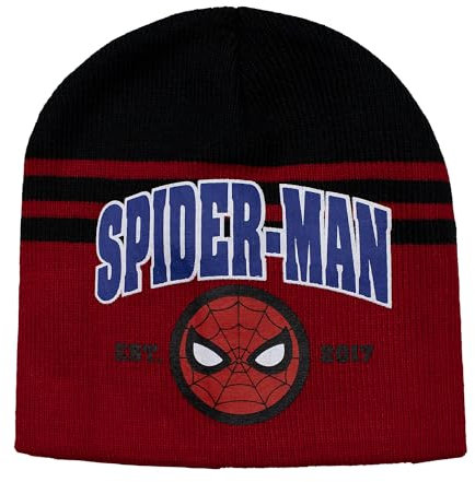 Marvel Spiderman Mütze Kinder | Geschenke für Jungen | Beanie | Wintermütze Spidey | Strickmütze | Haube Kinder | Spider-Man (DE/NL/SE/PL, Numerisch, 54, Rot)