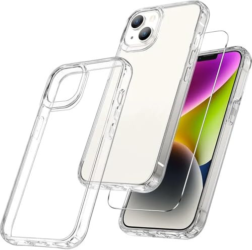 IBISTORA 2 in 1 Case for iPhone 13/13 Pro, With Shock-Absorbing Corners And HD Clear TPU Hydrogel Soft Screen Protector Film With Guide Sticker for iPhone 13/13 Pro - Crystal Clear, 6.1-inch