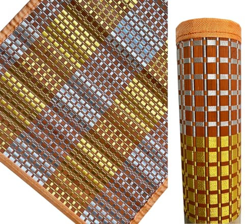 Tapis en bambou tressé 100 % naturel, design géométrique, décoratif, pour maison, salle de bain, cuisine, salle d'entrée rétro, antidérapant, tapis 140 x 52 cm, décoration de maison, tapis en bambou