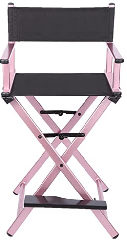 Tragbarer Klappstuhl für Make-up-Künstler, Regiestuhl, Aluminium, Pink