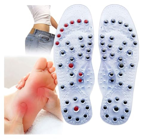 Magnetische Akupressur-Einlegesohlen Komfort Einlegesohlen Herren Damen Fußgewölbestütze,Schuheinlagen Abnehmen Reflexzonen Orthopädische Einlegesohle Für M(Size:2 pairs L(41-45),Color:transparent)