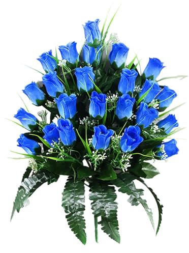 Flores artificiales para tumbas, cementerio, tumba, rosas de corazón, decoración personalizable para tumbas