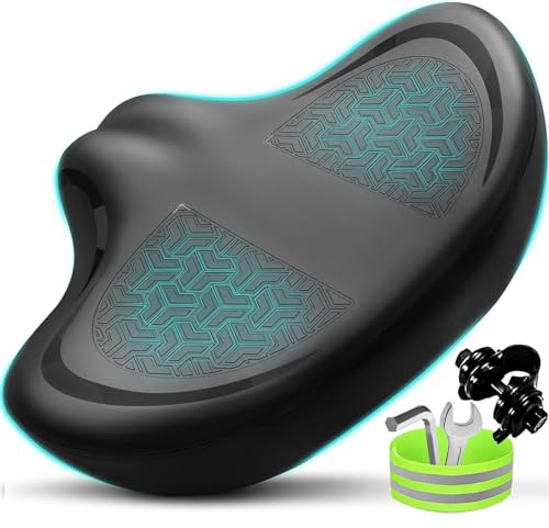 Noseless Bike Seat Cushion for Men & Women - Extra Padding & Comfort Wide Bicycle Seat, Oversized Comfortable Saddle for Peloton Bikes, Exercise Bikes, Electric Bikes, Cruiser Bikes