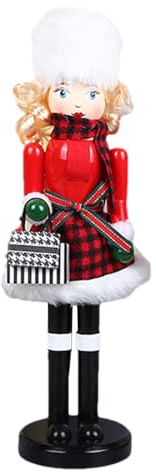 Generisch Weihnachtsnussknacker Figuren - Weihnachtsdeko Nussknacker Frauen,Schreibtischdekoration saisonale Figuren für Tischdekoration Kaminsims Zuhause Hotel Bücherregal Eingangshalle Wohnzimmer
