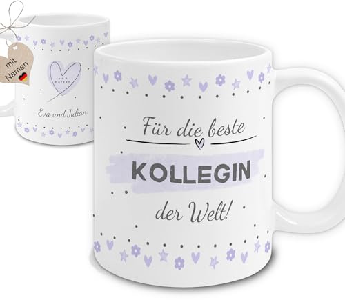 Maus-Design Tasse für die beste Kollegin der Welt | Personalisierbar mit Namen, Optionen Papa Tante Onkel Oma Opa Kollege oder Wunschtext