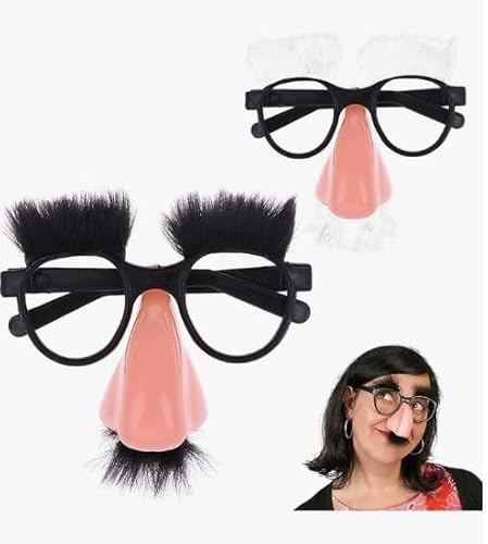 Vyqrx Lustige Brille mit Großer Nase - Lustige Brillen für Faschingsmasken & Verkleidung Erwachsene, Ideal für Karneval, Halloween & Aprilscherz