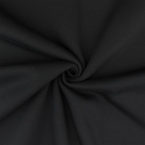 Wintersweat Stoff, Sweatstoff zum Nähen, uni schwarz (Länge am Stück: ab 50cm x Breite: 150cm)