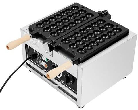 Gofrera Bubble Waffle Maker,1500W 220V Comercial Waffle Wholer,Ángulo de rotación de 180° de la bandeja para hornear,Temperatura ajustable,Revestimiento antiadherente