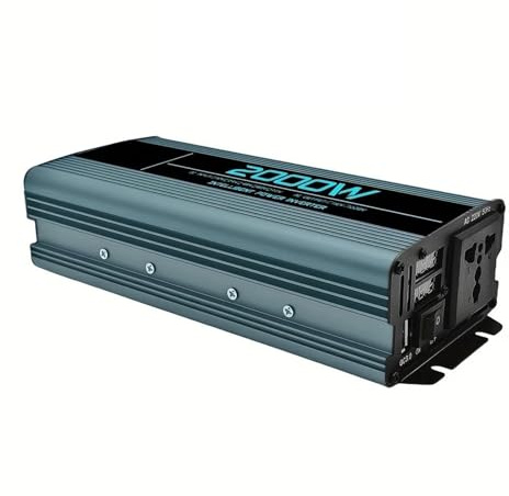 Convertisseur Onduleur Puissance Voiture 2000W 12V/24V 220V AC Convertisseur Automatique Banque Solaire Maison Camping-Car Camion Voyage Camping Onduleur(24v)