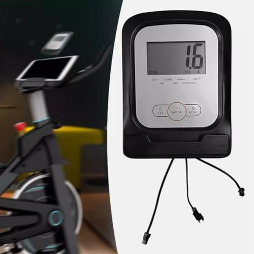 Tidevib Fitnessgeräte Display Heimtrainer für Fahrrad-Zähler mit Geschwindigkeit, Entfernung, Kalorien, Zeit, Puls und Gesamtstrecke, 140 x 190 x 32 mm, Schwarz