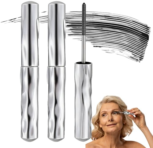Iron Eye Mascara,Mascara für ältere Frauen,2026 Neu 3D Curling Eyelash Iron,Metallbürste,Wasserfest Iron Eye Mas cara Volumengebende Wimperntusche Schnell Trocknend und Wischfest,3pcs