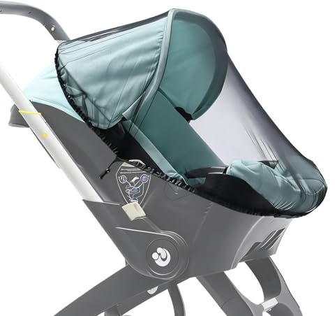 FEMONGY Zanzariera passeggino, Zanzariera navicella universale, Maglia fine completamente chiusa, con gancio fisso, Adatto per passeggini e seggiolini auto per bambini