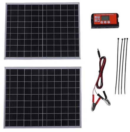 Oreilet Kit Panneau Solaire avec Contrôleur, Module Photovoltaïque Charge Solaire Monocristallin Portable 30 W, Ports DC5521 et Deux Sorties USB Type C, pour Téléphones Portables