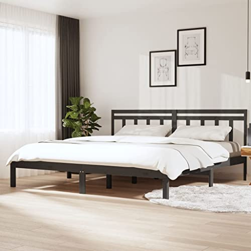 Lumanois Massivholzbett Grau Kiefer 200x200 cm,29.99kg,3100611