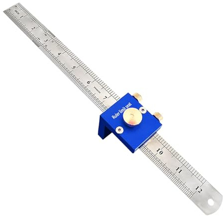 CHUOZI Woodworking Scriber Ruler Layout Tool for Engineers and Carpenters, Blue