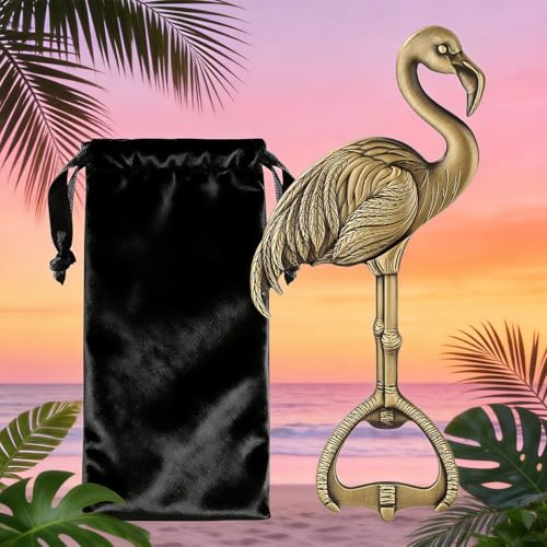 Retro Flamingo Bottle Opener for Party Season, Quirky Kitchen Decor, Summer Party Tropical BBQ Garden Drinks Flamingo Beer Opener, Housewarming Gifts for Friend, Christmas Gift for Him Dad, Bronze