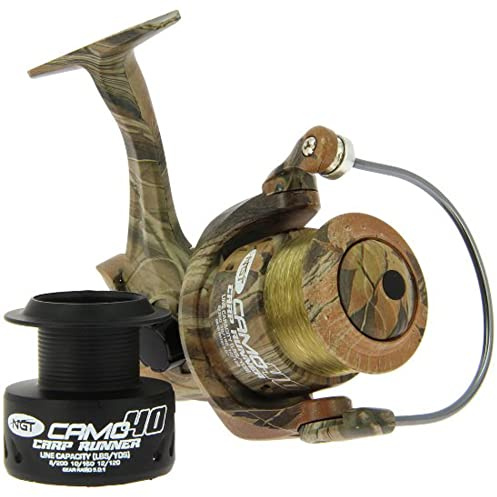 NGT Camo40 3bb Carp Runner' Reel with Spare Spool - Green, 12 lb