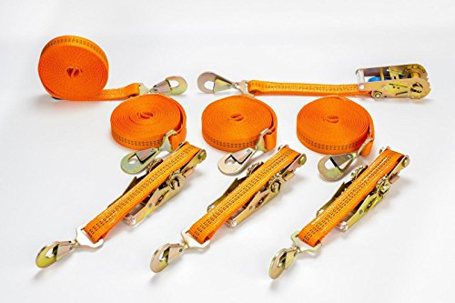 LOADCARE 4X Spanngurt/Zurrgurt Ratschenzurrgurt 3 Tonnen, 3t, 1500daN mit Karabinerhaken