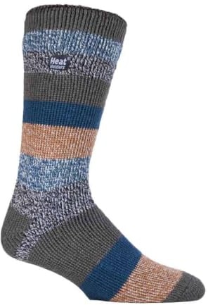 HEAT HOLDERS - Mens New Patterned Warm Winter Striped Twist Thermal Socks in 10 colours, size 6-11 UK 39-45 Eur