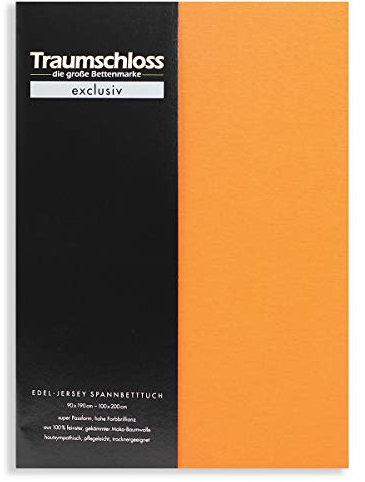 Traumschloss Edel-Jersey Spannbetttuch »Exclusiv« 100% Mako Baumwolle, hochwertige Verarbeitung und hohe Farbbrillanz 180-200x200 Mandarine