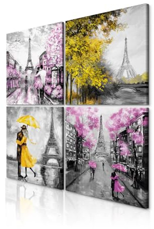 decomonkey Wandbilder Set Abstrakt Paris 4 Teilig jedes Teil 30x30 cm Stadt