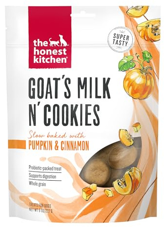 The Honest Kitchen Human Grade Dog Treats Goat's Milk N' Cookies: Slow Baked with Pumpkin, 8 oz Bag