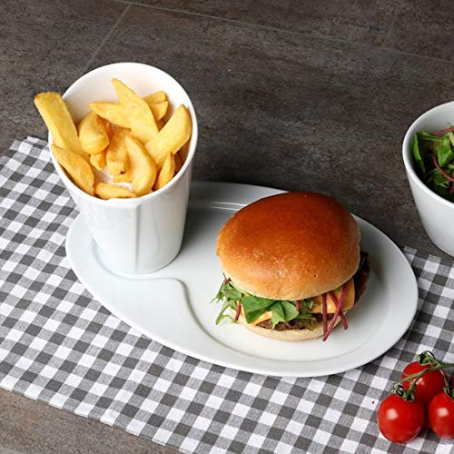 Holst Porzellan SL 130 Set di 2 piatti in porcellana per hamburger e friggitrice, 2 pezzi, 27,5 x 17,5 x 14 cm, 0,30 l, bianco