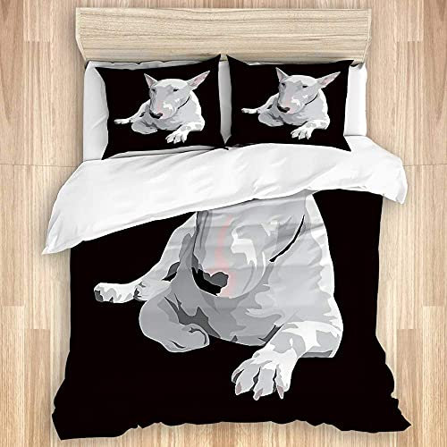 KOSALAER Bettbezug,Englischer Bullterrier,Luxuriöse weiche Mikrofaser Bettbezug Bettwäsche-Set mit Reißverschluss
