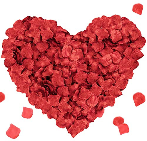 ILLUVA 600 Pezzi Petali di Rosa Finti Rossi, Petali di Fiori Artificiali di Seta Decorazione Romantica per Matrimonio San Valentine e Proposta