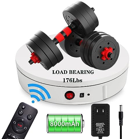 JAYEGT Motorized Rotating Display Stand, 360 Degree Electric Rotating Turntable for Photography Products Display, Show,Remote Control+5 Colors Backgrounds,White/11.8inch / 220Lbs Load/Rechargeable
