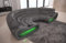 Sofa Dreams Ledersofa Concept in C Form - mit LED Beleuchtung, ergonomische Rückenlehnen/Lederfarben wählbar (Grau)