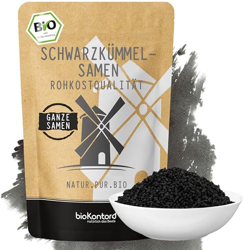 bioKontor – BIO Schwarzkümmelsamen ganz 500g – 100% naturbelassen | Rohkostqualität – echter Schwarzkümmel – ägyptischer Nigella Sativa – Schwarzkümmel Samen – für Küche, Gewürz & Rezepte