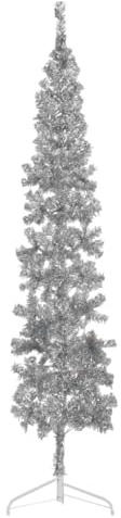 vidaXL Slim Artificial Half Christmas Tree with Stand Silver 240 cm