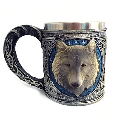 Snner Masse Wolf Kaffee Goblet Harz Tasse Tasse 3D Edelstahl Harz Reise Tee Bier Becher für Heimbüro Bunt