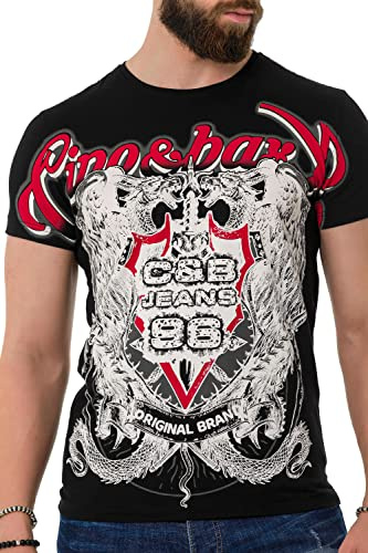 Cipo & Baxx Herren T-Shirt Freizeit Sommer T-Shirt CT716 Black XXL