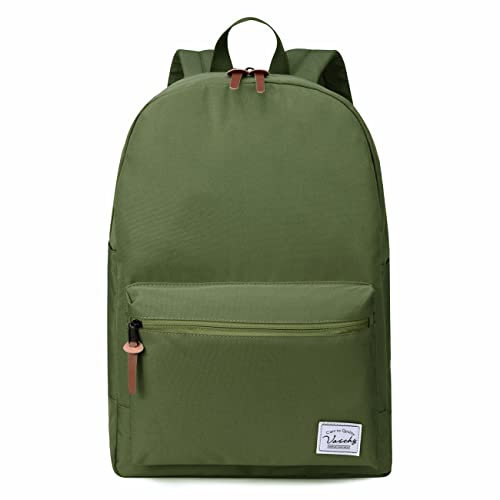 VASCHY Schulrucksack, Leichtgewichtler Lässiger Klassiker Wasserabweisender Rucksack für Herren Damen Reiserucksack 15,6 Zoll Laptop Grün