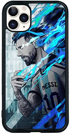 Cool Messi Soccer Handyhülle, Kreative Fußball iPhone 11 Pro Hülle, Weiche Silikagel Rahmen Unterstützung Schwarz Handyhülle für Teen Mädchen und Jungen, Damen und Herren