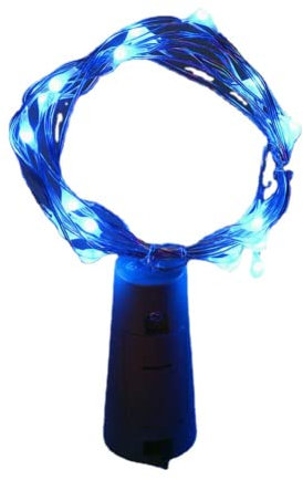 anso 20pcs LEDs 2M Fairy String Lights Wine Bottle Copper Cork Wire Lamp Party Decor (Blue)