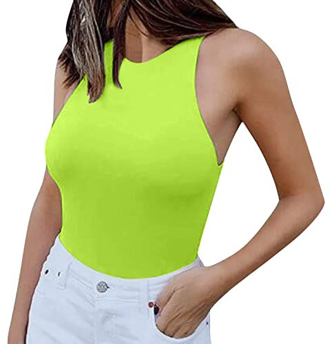 Canotta tinta unita dimagrante perizoma Body Suits per Womens Clothing#1, Verde, XL