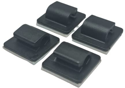 50 Pack - Self Adhesive Cable Clips 6mm Cable Management Tidy Hooks (Black)