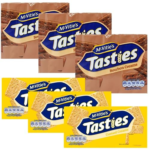 Biscuit Bundle with Tasties Chocolate Bourbon Creams 300g x3 and Tasties Custard Creams 300g x3 (6 Pack)