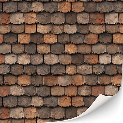 3 Sheets Self-Adhesive Roof Tiles Age 4+ and Shingles for Dollhouses Scale 1:12 (Roof Shingles Brown)
