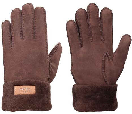 UGG Damen Handschuhe aus Schaffell, mit Drehmanschette, wasserabweisend, Burnt Zeder, Small
