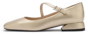 ILVI Ballerinas Damen Schwarz Leder Women's Ballerina, Echtes Leder (Goldfarben, EU Schuhgrößensystem, Erwachsene, Damen, Numerisch, M, 40)