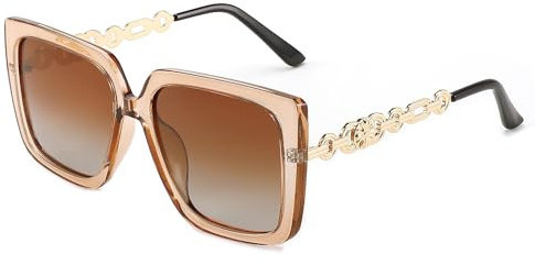 FEISEDY Sonnenbrille Damen Polarisiert Groß Quadratische Brille B0003 | Vintage Mode Luxus Brille, Designer, UV400 Schutz